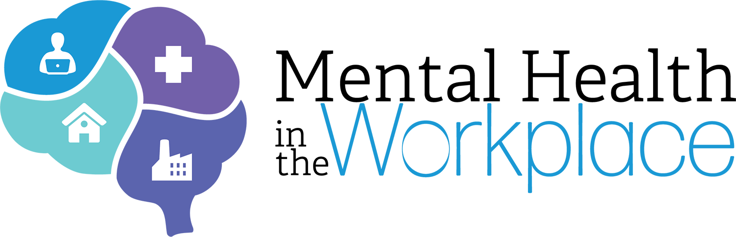 Mental Health in the Workplace Logo with brain and images