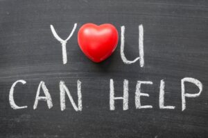 Image with words You Can Help with a heart in the o of you