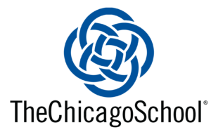 the-chicago-school-main-logo-color-vertical (1) The Chicago School of Professional Psychology logo. A circular, interwoven blue knot symbol appears above the text “The Chicago School” in black, sans-serif font.